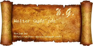 Welter Győző névjegykártya